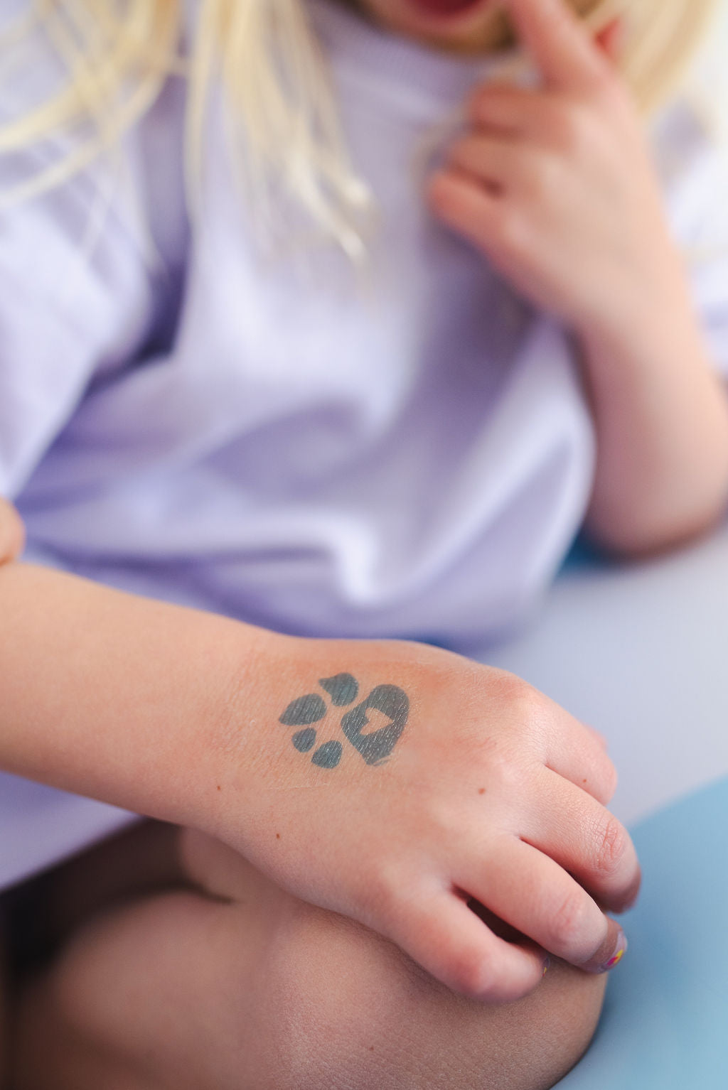 Temporary Tattoo - Bears Paw blue separation anxiety big feelings love drop offs