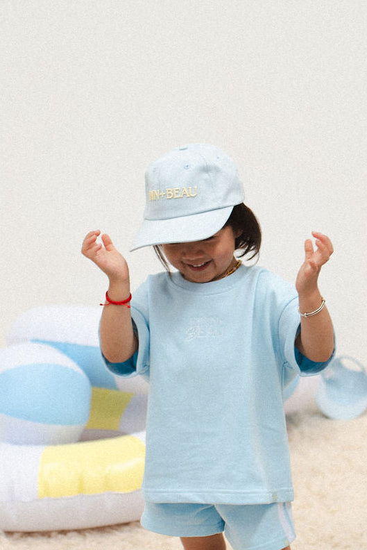 Finn + Beau Cap for kids blue yellow embroidery bears paw 